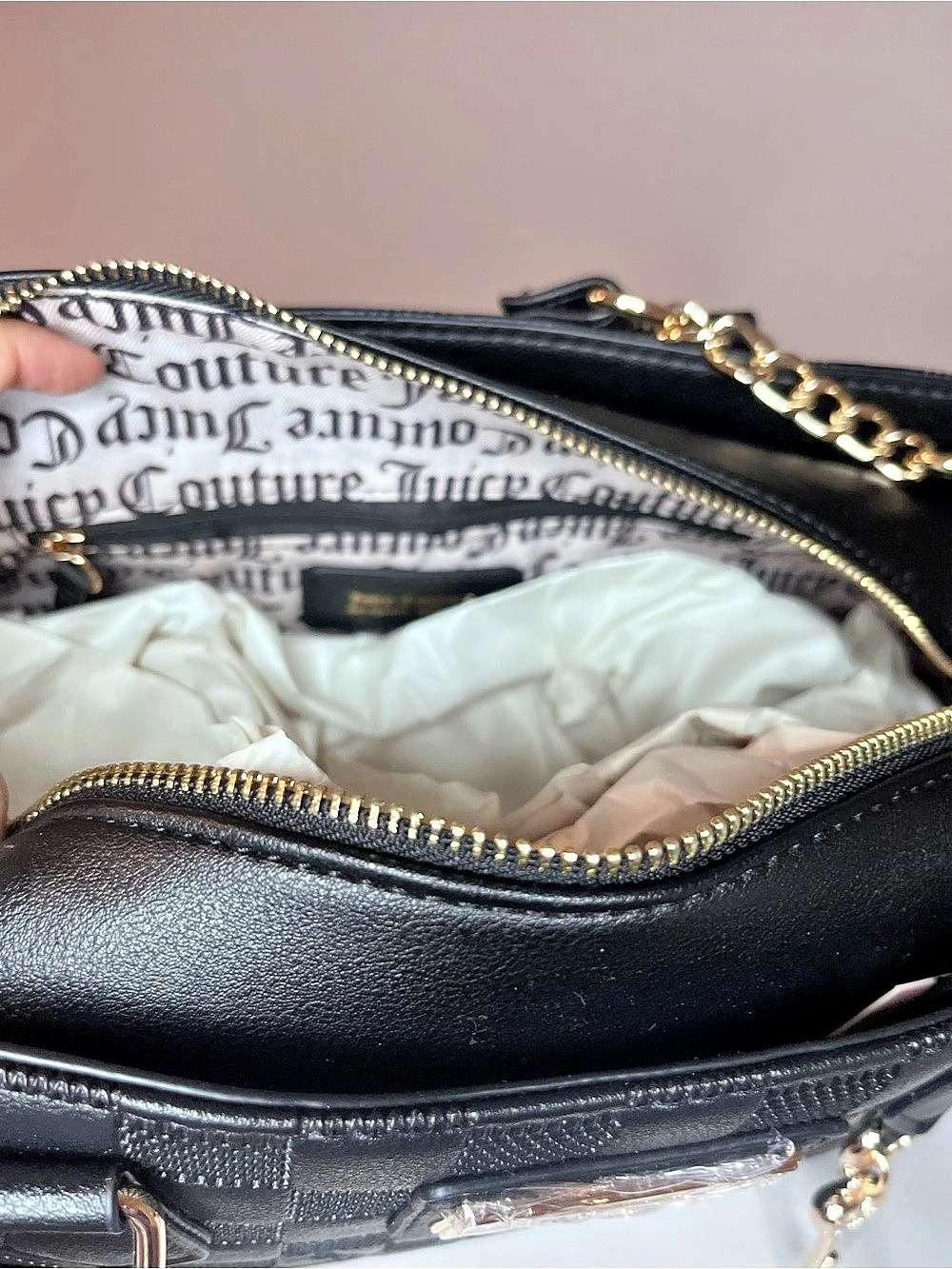 Juicy Couture Black Checkered Satchel - Picture 5 of 10